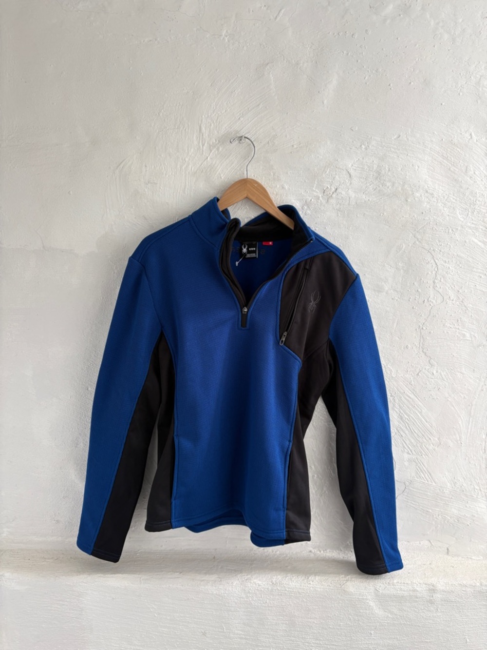 Spyder Men's Bandit Stryke Half-Zip Jacket in blue and black size medium